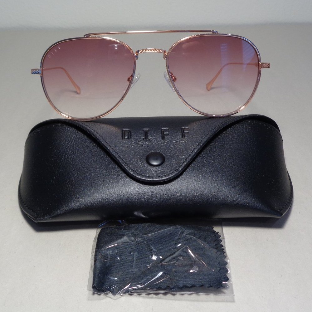 DIFF Eyewear NOA Rose Gold Wine New Men's Aviator Sunglasses